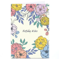 Personalised Sazerelli Birthday Card - Cream Flowers