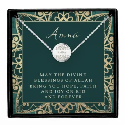 Personalised Sentiment Eid & Ramadan Disc Necklace & Box