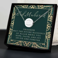 Personalised Sentiment Eid & Ramadan Disc Necklace & Box