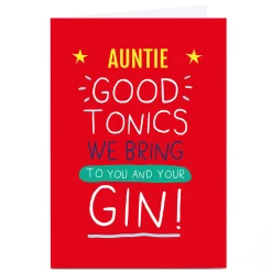 Personalised Smiley Happy People Christmas Card - Gin!