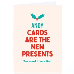 Personalised Smiley Happy People Christmas Card - The New Presents