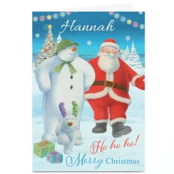 Personalised Snowman Christmas Card - Ho Ho Ho Snowman and Snowdog