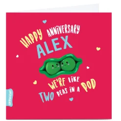 Personalised Squidgalicious Anniversary Card - Two Peas In A Pod
