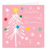 Personalised Squirrel Bandit Christmas Card - Pink Tree