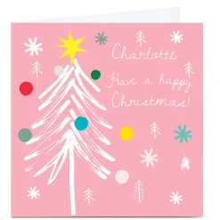 Personalised Squirrel Bandit Christmas Card - Pink Tree