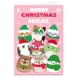 Personalised Squishmallows Christmas Card - Festively Dressed Squishmallows, Any Name