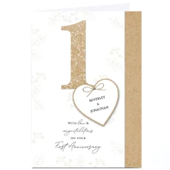 Personalised 1st Anniversary Card - Love & Congratulations