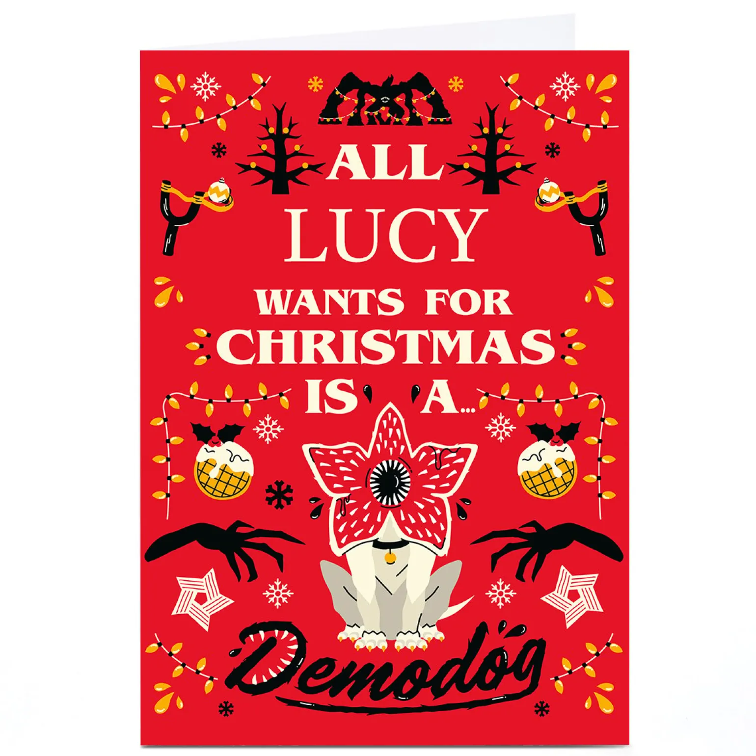 Personalised Stranger Things Christmas Card - Demodog