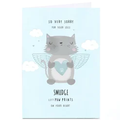 Personalised Sympathy Card - Cat Pawprints On Your Heart