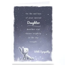Personalised Sympathy Card - Rabbit & Stars, Daughter