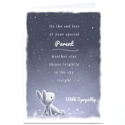 Personalised Sympathy Card - Rabbit & Stars, Parent
