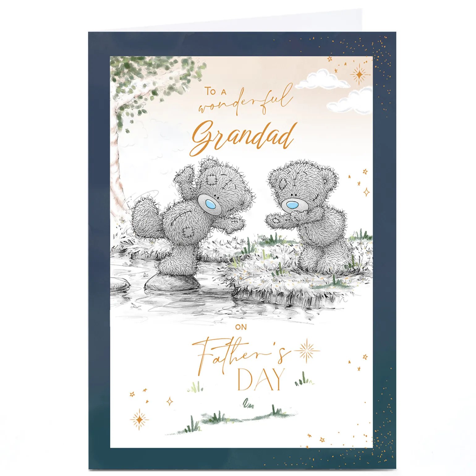 Personalised Tatty Teddy Father's Day Card - Bear Stepping Stones, Grandad