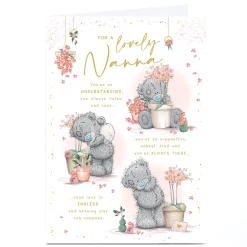 Personalised Tatty Teddy Mother's Day Card - Teddy Planting Flower, Nanna