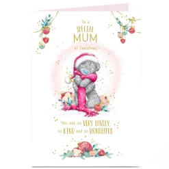 Personalised Tatty Teddy Christmas Card - Bear in Scarf, Mum
