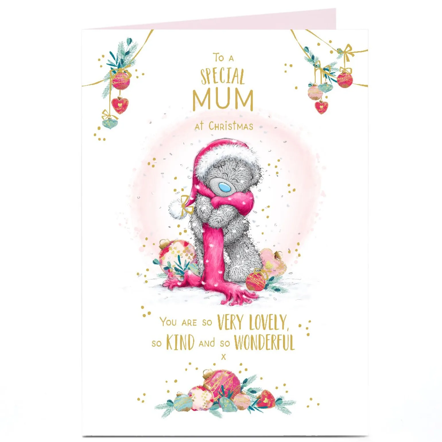 Personalised Tatty Teddy Christmas Card - Bear in Scarf, Mum