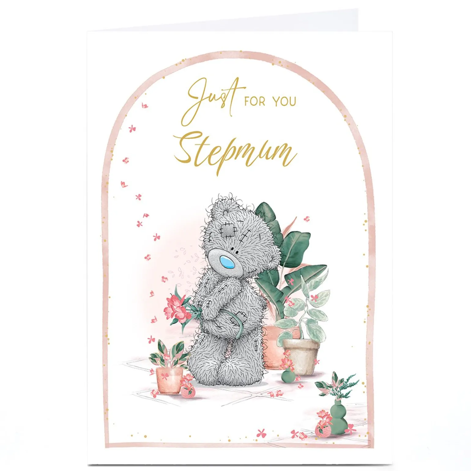 Personalised Tatty Teddy Mother's Day Card - Teddy with Flowers, Stepmum