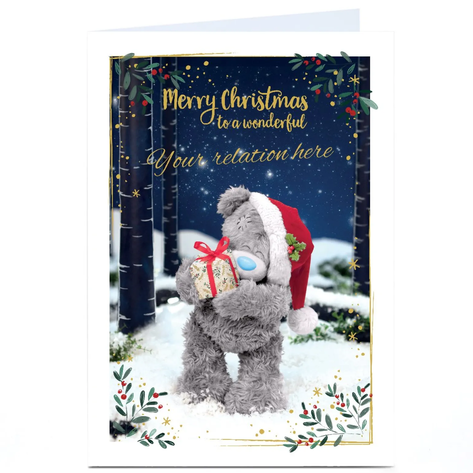 Personalised Tatty Teddy Christmas Card - To a Wonderful, Any Relation