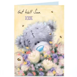 Personalised Tatty Teddy Get Well Soon Card - Flowers
