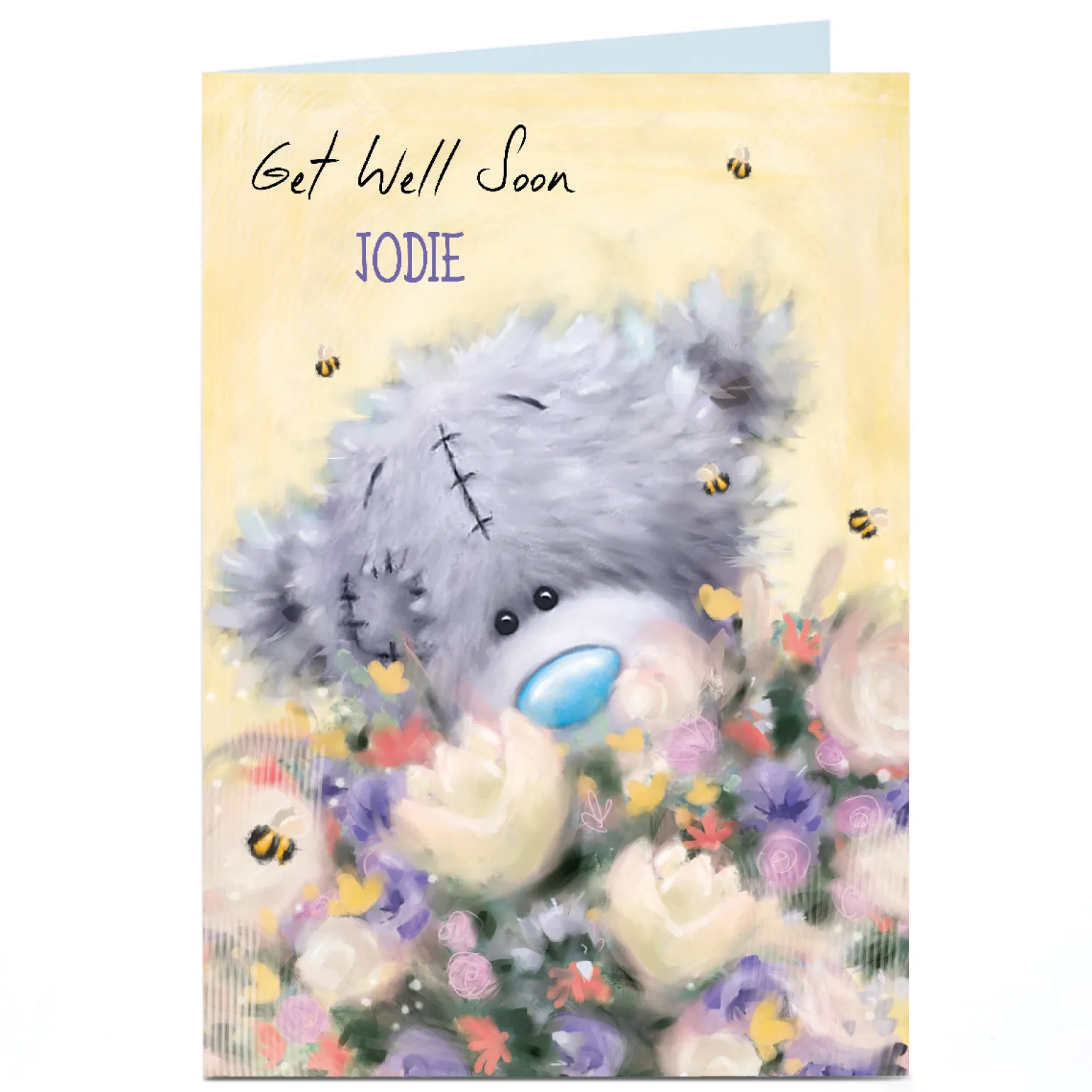 Personalised Tatty Teddy Get Well Soon Card - Flowers