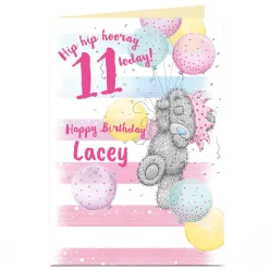Personalised Tatty Teddy 11th Birthday Card - Hip Hip Hooray, 11 Today