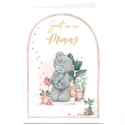 Personalised Tatty Teddy Mother's Day Card - Teddy with Flowers, Mummy