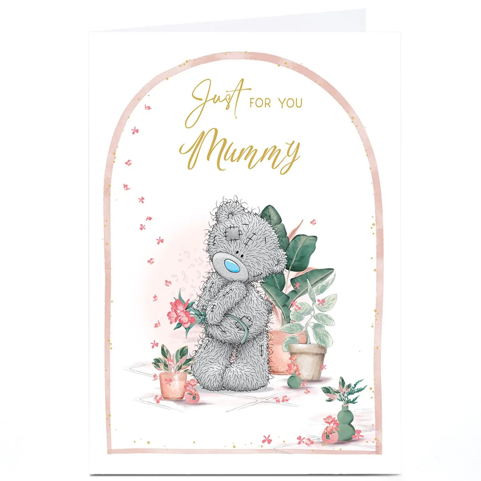 Personalised Tatty Teddy Mother's Day Card - Teddy with Flowers, Mummy