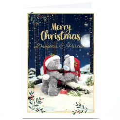 Personalised Tatty Teddy Christmas Card - Teddy Couple, Daughter and Partner