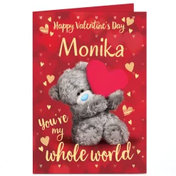 Personalised Tatty Teddy Valentine's Day Card - My Whole World, Any Name