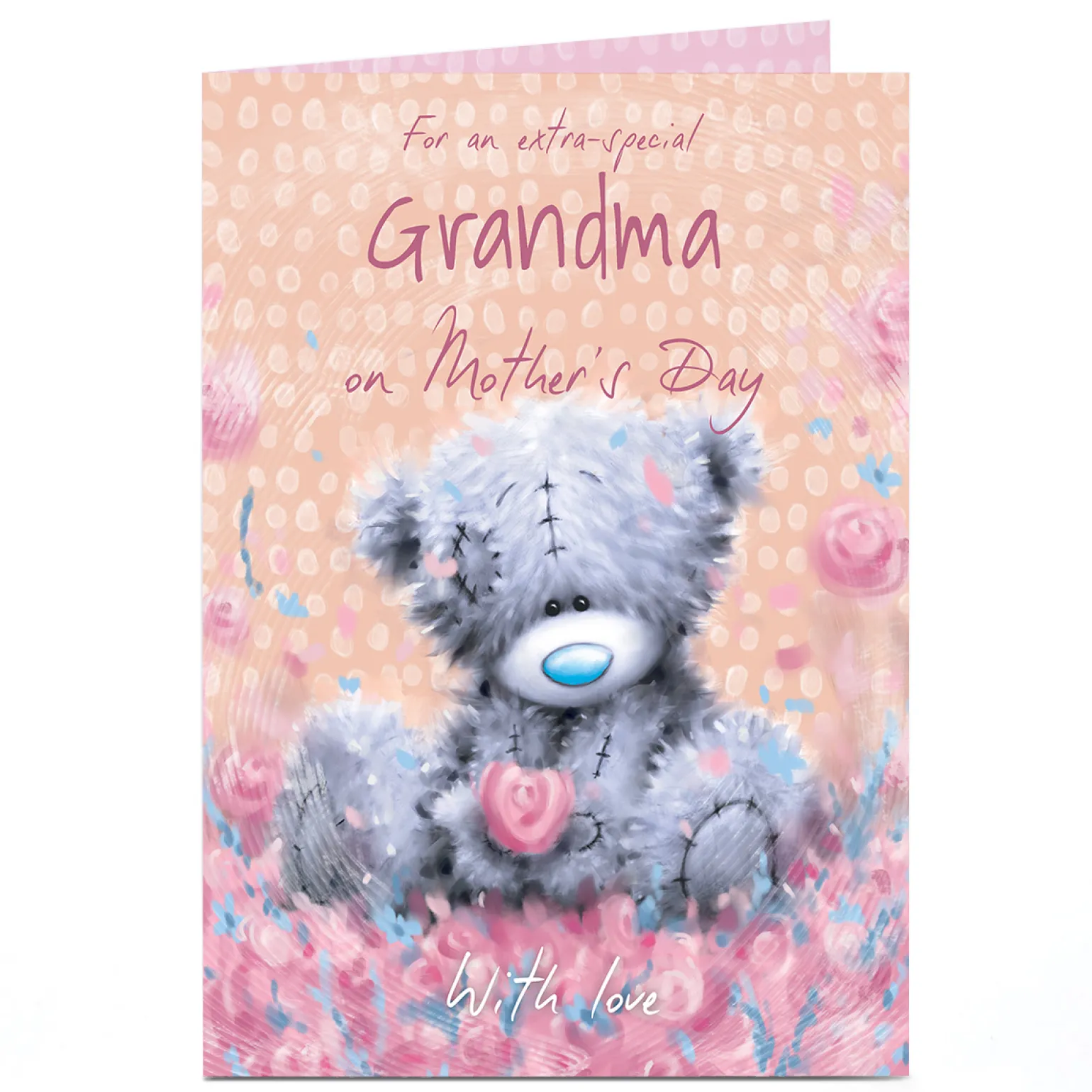 Personalised Tatty Teddy Mother's Day Card - Bear in Flowers, Grandma