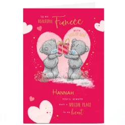 Personalised Tatty Teddy Valentine's Day Card - Bears with Gift, Beautiful Fiancee