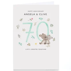 Personalised 70th Anniversary Card - Bears, Sweeter Together