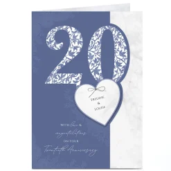 Personalised 20th Anniversary Card - Love & Congratulations