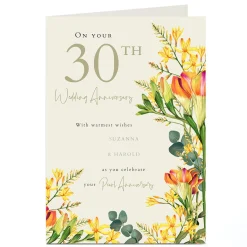 Personalised 30th Anniversary Card - Warmest Wishes