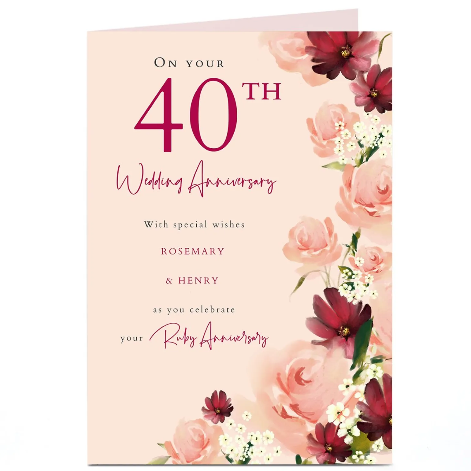 Personalised 40th Anniversary Card - Special Wishes As You Celebrate