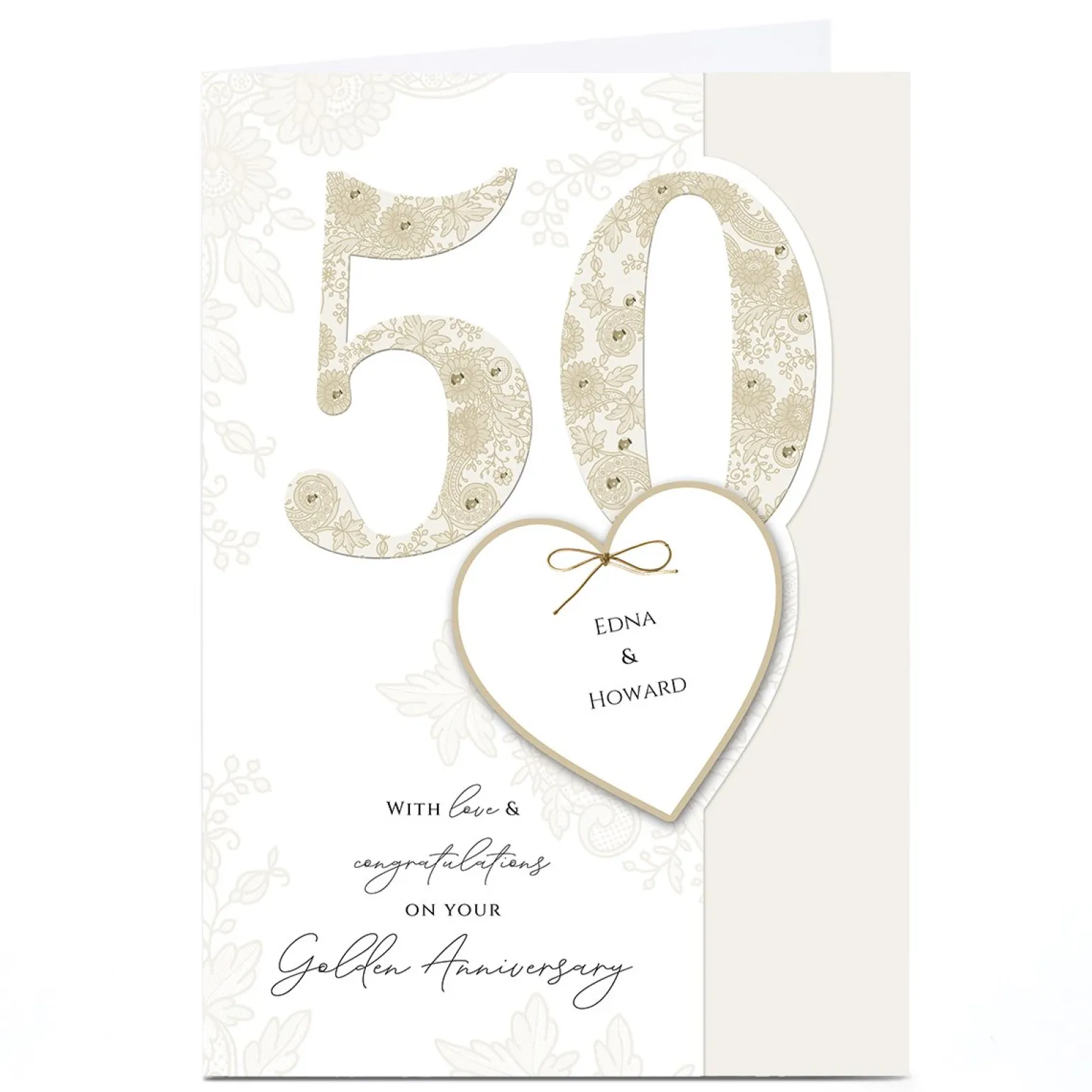 Personalised 50th Anniversary Card - Love & Congratulations
