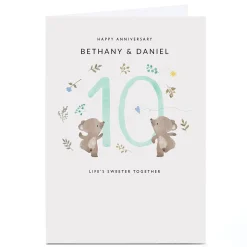 Personalised 10th Anniversary Card - Bears, Sweeter Together