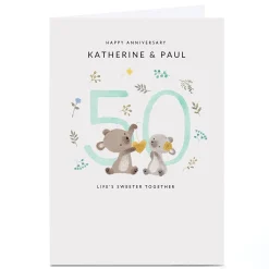 Personalised 50th Anniversary Card - Bears, Sweeter Together