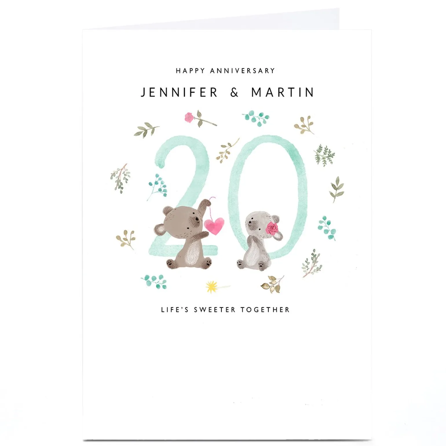 Personalised 20th Anniversary Card - Life's Sweeter Together