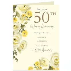Personalised 50th Anniversary Card - Yellow Flowers