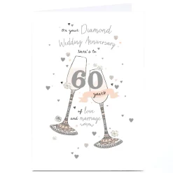 Personalised 60th Anniversary Card - On Your Diamond Wedding Anniversary Glasses