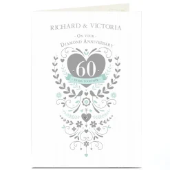 Personalised 60th Anniversary Card - Silver Heart