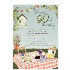 Personalised 90th Birthday Card - Garden Picnic