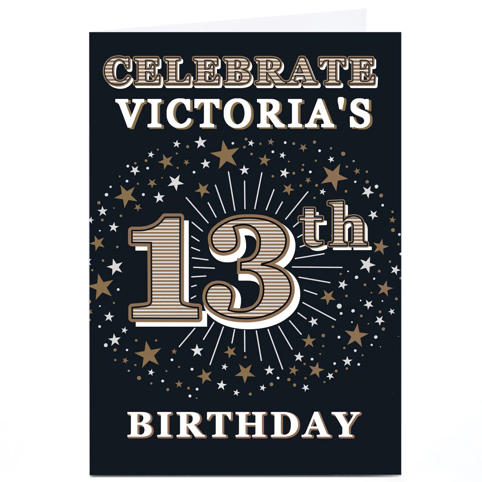 Personalised 13th Birthday Invitation - Gold Stars