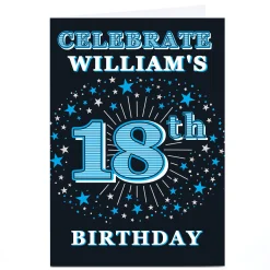 Personalised 18th Birthday Invitation - Blue Stars