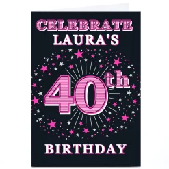 Personalised 40th Birthday Invitation - Pink Stars