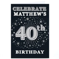 Personalised 40th Birthday Invitation - Silver Stars