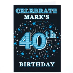 Personalised 40th Birthday Invitation - Blue Stars