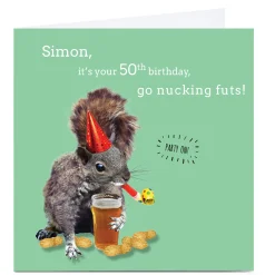 Personalised 50th Birthday Card - Nucking Futs!