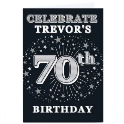 Personalised 70th Birthday Invitation - Silver Stars
