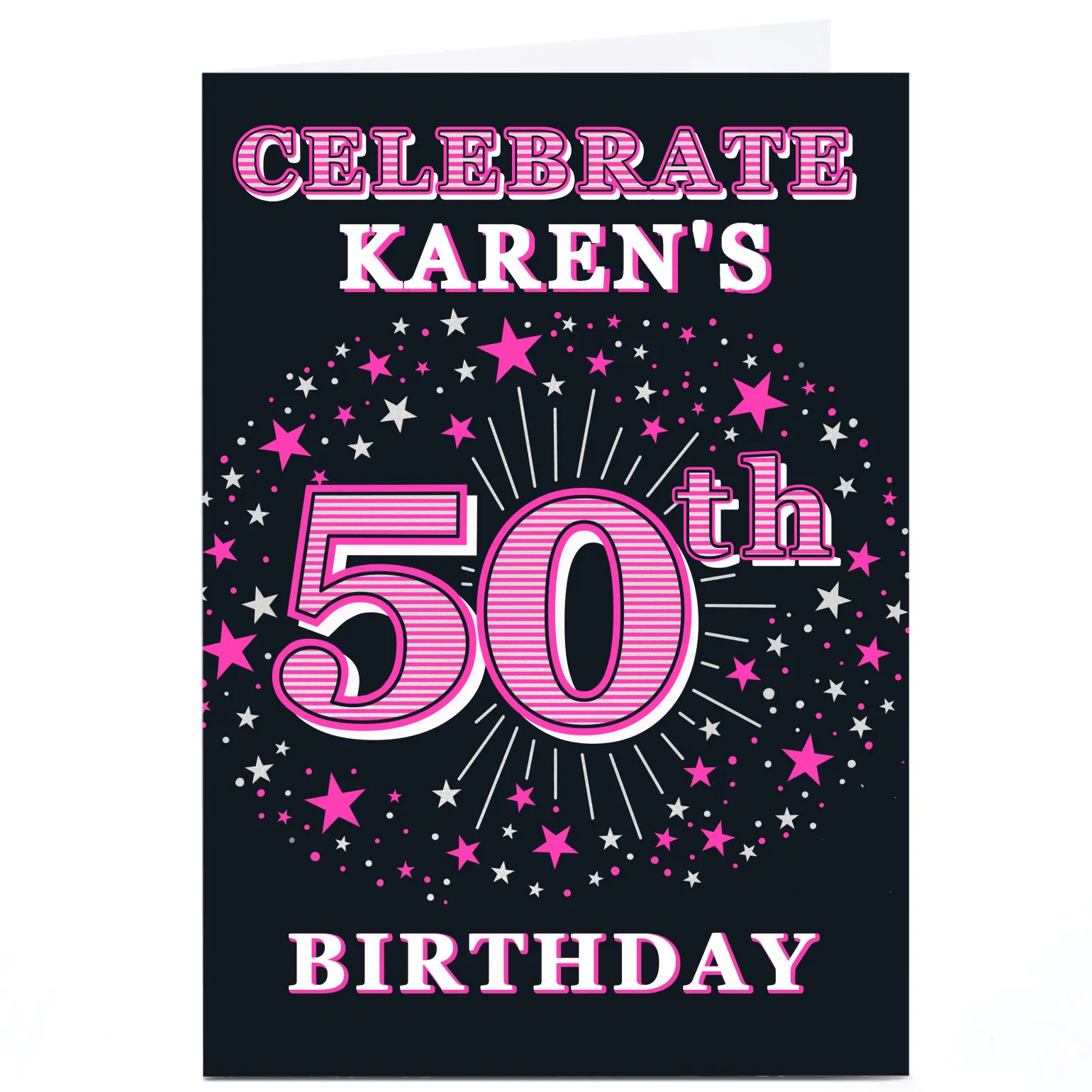 Personalised 50th Birthday Party Invitation - Pink Stars